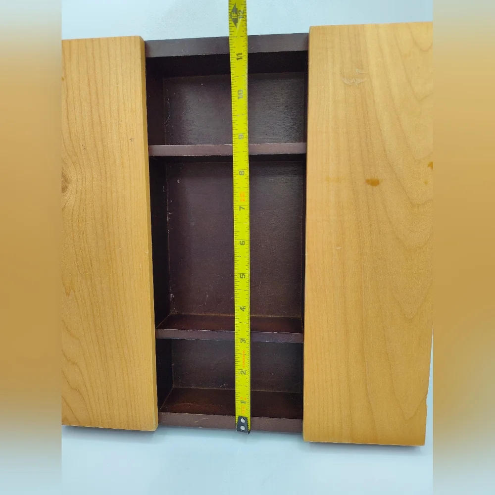 Vintage Wooden Jewelry Organizer Case w/ Hidden Doors & Compartments